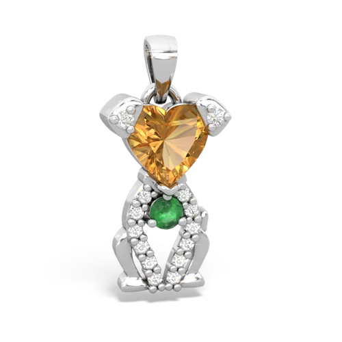 citrine-emerald birthstone puppy pendant