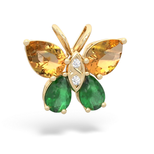 citrine-emerald butterfly pendant