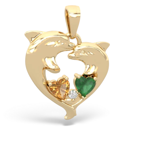 citrine-emerald dolphins pendant