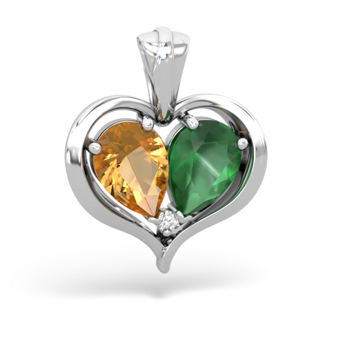 Citrine Genuine Citrine with Genuine Emerald Two Become One pendant Pendant