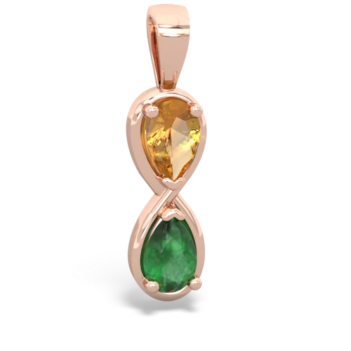 Citrine Genuine Citrine with Genuine Emerald Infinity pendant Pendant