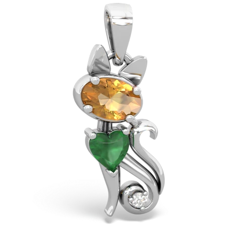 citrine-emerald kitten pendant