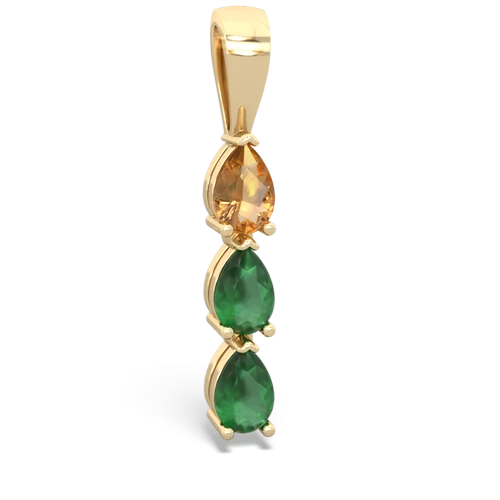 Citrine Genuine Citrine with Genuine Emerald and  Three Stone pendant Pendant