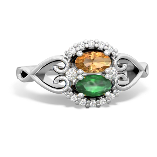 Citrine Genuine Citrine with Genuine Emerald Love Nest ring Ring