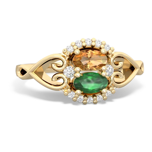 citrine-emerald antique keepsake ring