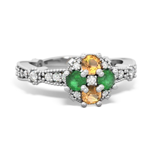 citrine-emerald art deco engagement ring