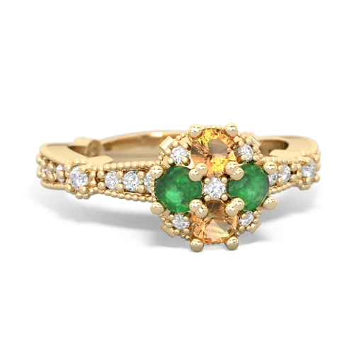 citrine-emerald art deco engagement ring