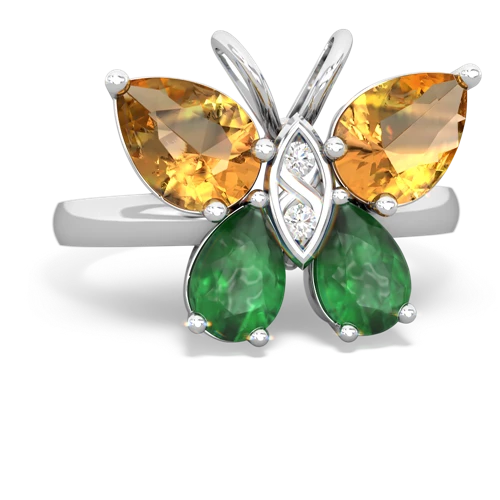 citrine-emerald butterfly ring