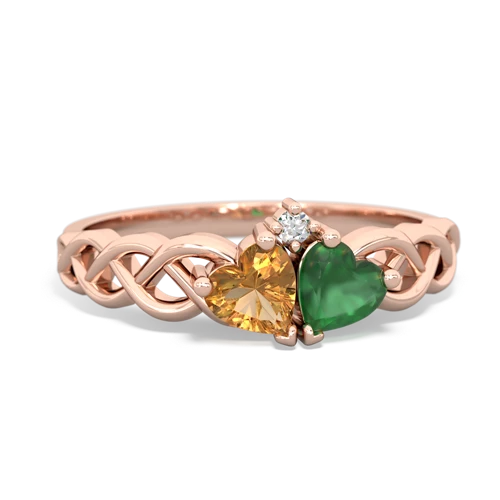 citrine-emerald celtic braid ring