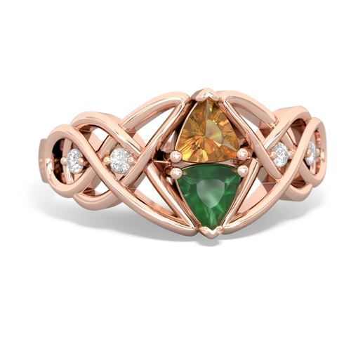 Citrine Genuine Citrine with Genuine Emerald Keepsake Celtic Knot ring Ring
