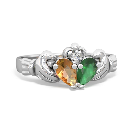 Citrine Genuine Citrine with Genuine Emerald Claddagh ring Ring
