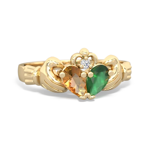 citrine-emerald claddagh ring