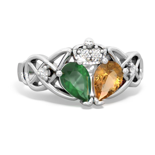 citrine-emerald claddagh ring