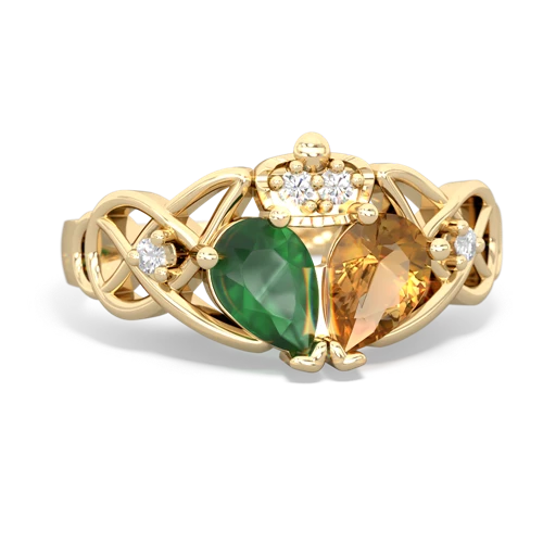 citrine-emerald claddagh ring