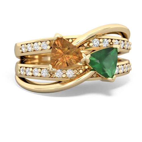 Citrine Genuine Citrine with Genuine Emerald Bowtie ring Ring