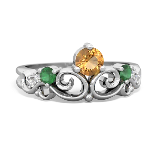 Citrine Genuine Citrine with Genuine Emerald and  Crown Keepsake ring Ring