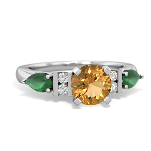 Citrine Genuine Citrine with Genuine Emerald and  Engagement ring Ring