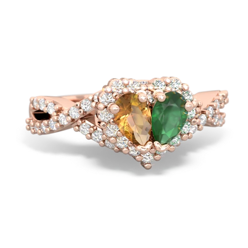 citrine-emerald engagement ring