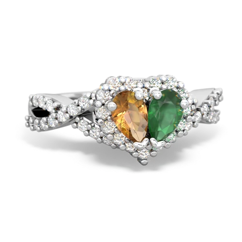 citrine-emerald engagement ring