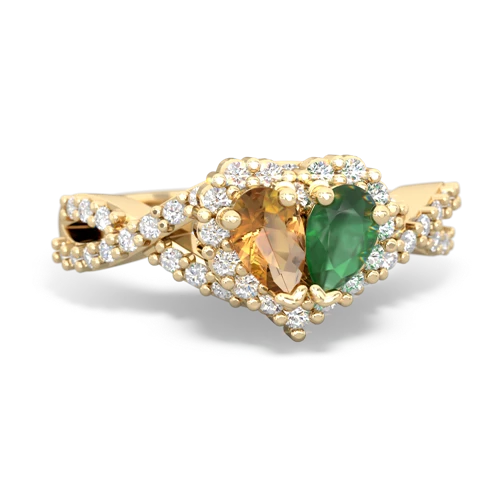 citrine-emerald engagement ring