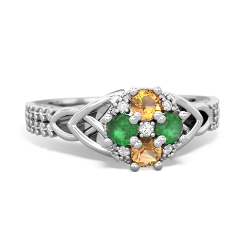 citrine-emerald engagement ring