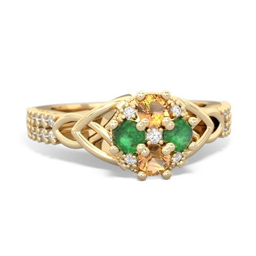 citrine-emerald engagement ring