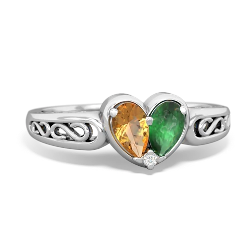 citrine-emerald filligree ring