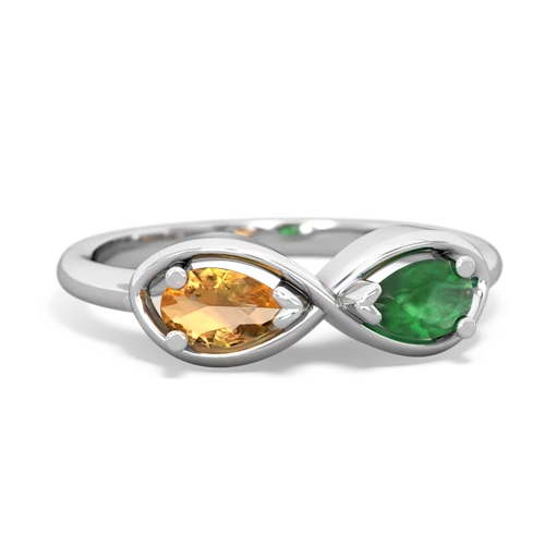 Citrine Genuine Citrine with Genuine Emerald Infinity ring Ring