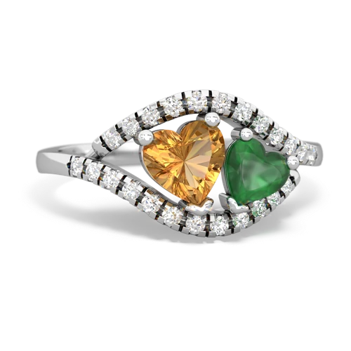 Citrine Genuine Citrine with Genuine Emerald Mother and Child ring Ring