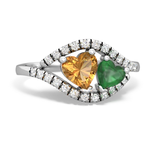 citrine-emerald mother child ring