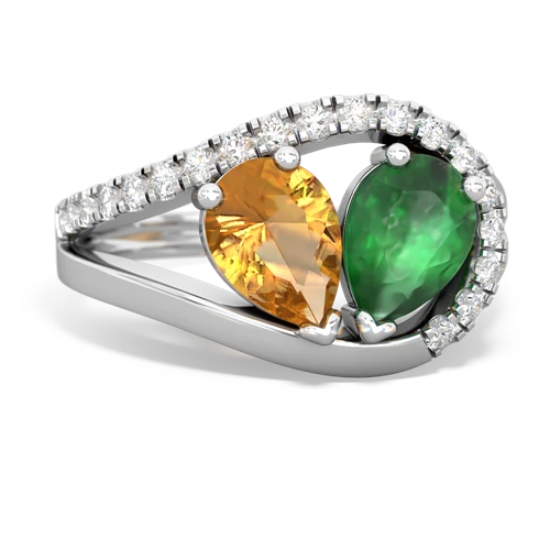 citrine-emerald pave heart ring