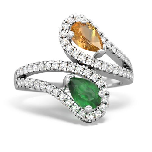 Citrine Genuine Citrine with Genuine Emerald Diamond Dazzler ring Ring
