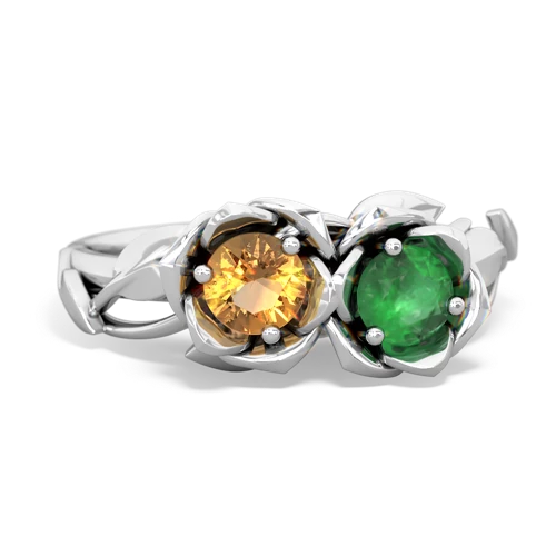 Citrine Genuine Citrine with Genuine Emerald Rose Garden ring Ring