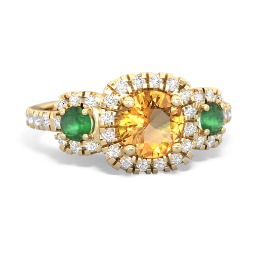 Citrine Genuine Citrine with Genuine Emerald and  Regal Halo ring Ring