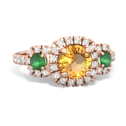 citrine-emerald three stone regal ring