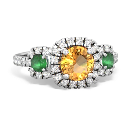citrine-emerald three stone regal ring