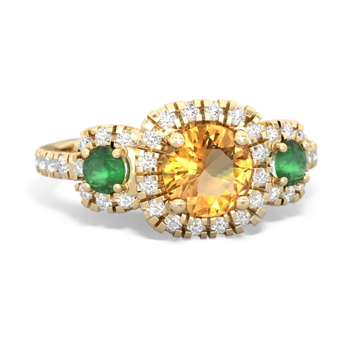 citrine-emerald three stone regal ring