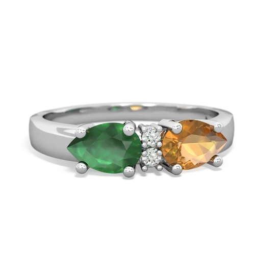 Citrine Genuine Citrine with Genuine Emerald Pear Bowtie ring Ring