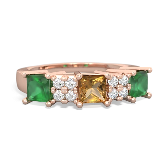 Citrine Genuine Citrine with Genuine Emerald and  Three Stone ring Ring