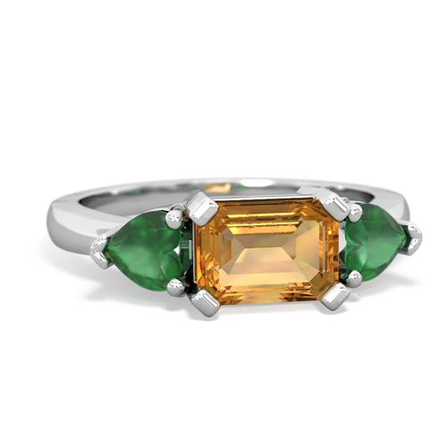 Citrine Genuine Citrine with Genuine Emerald and  Three Stone ring Ring