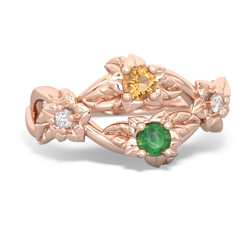 Citrine Genuine Citrine with Genuine Emerald Sparkling Bouquet ring Ring