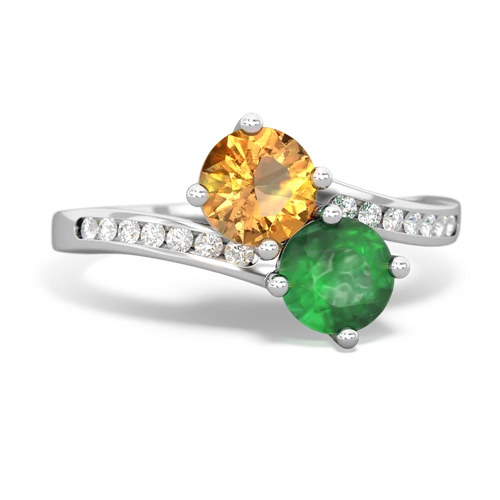 Citrine Genuine Citrine with Genuine Emerald Keepsake Two Stone ring Ring
