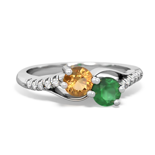 Citrine Genuine Citrine with Genuine Emerald Two Stone Infinity ring Ring