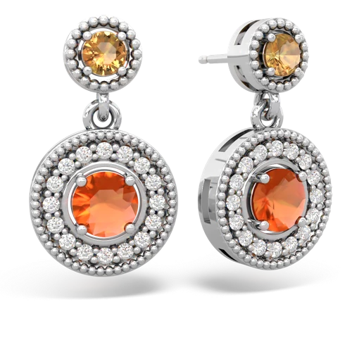 citrine-fire opal halo earrings