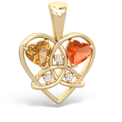 citrine-fire opal celtic heart pendant