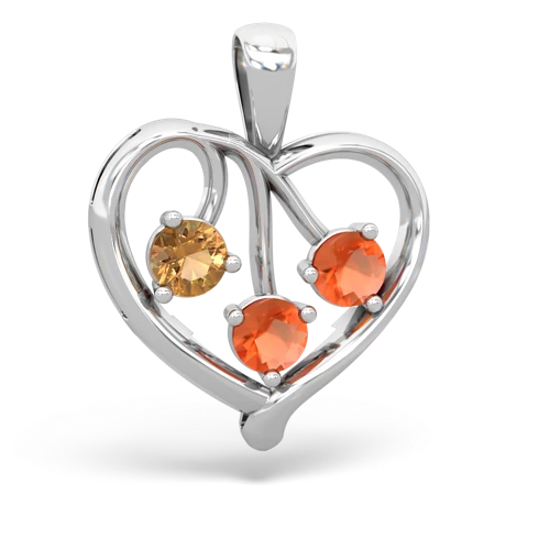 citrine-fire opal love heart pendant