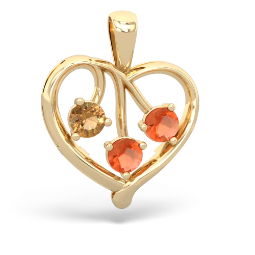 citrine-fire opal love heart pendant