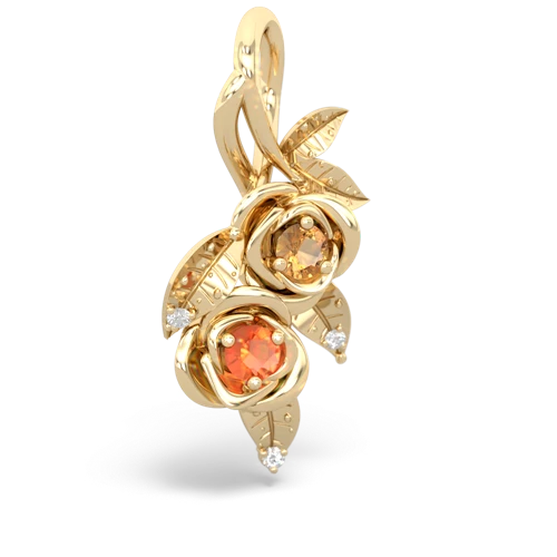 citrine-fire opal rose vine pendant