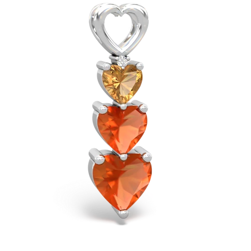 citrine-fire opal three stone pendant
