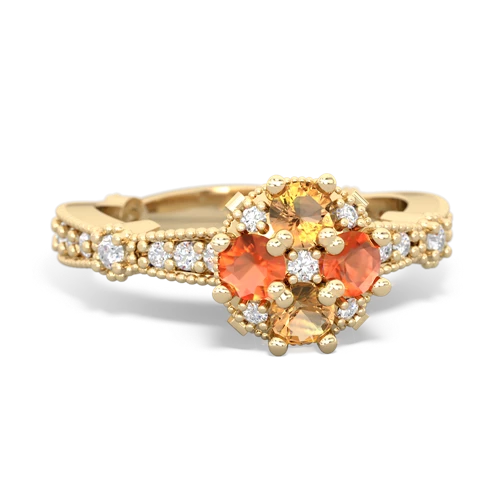 citrine-fire opal art deco engagement ring